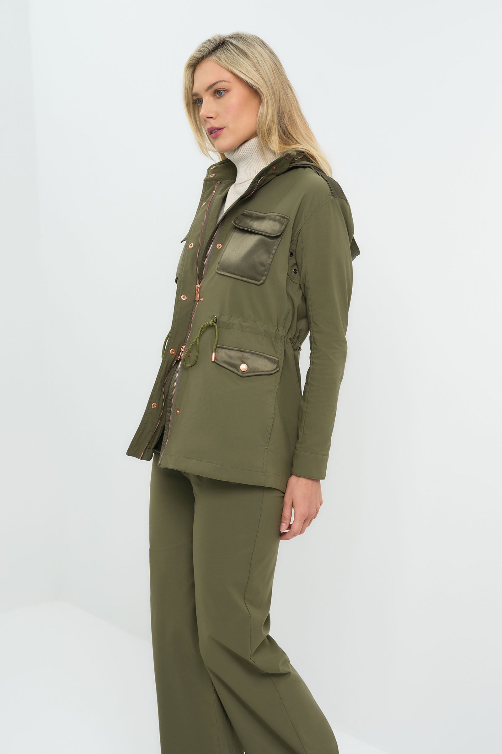 Courtney Mid Weight and Satin Oversized Utility Jacket