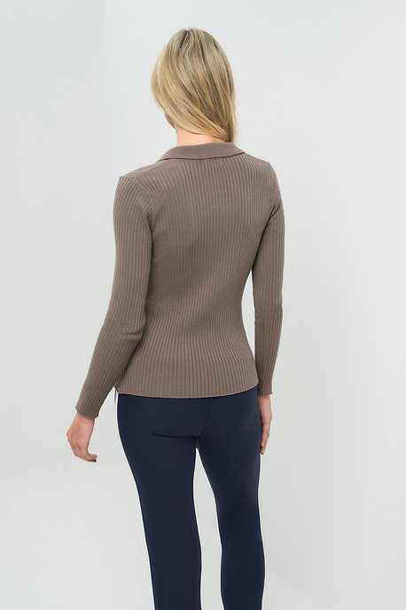 Georgie Rib Sweater Knit Collared Top