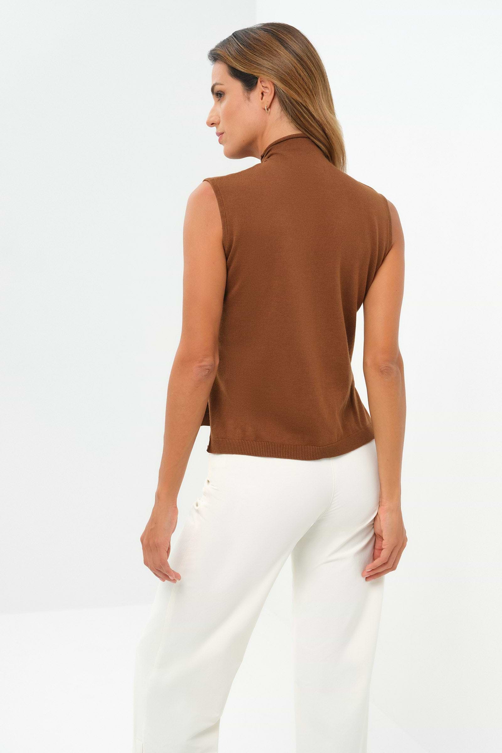 Viola Sweater Knit Sleeveless Button Down Top