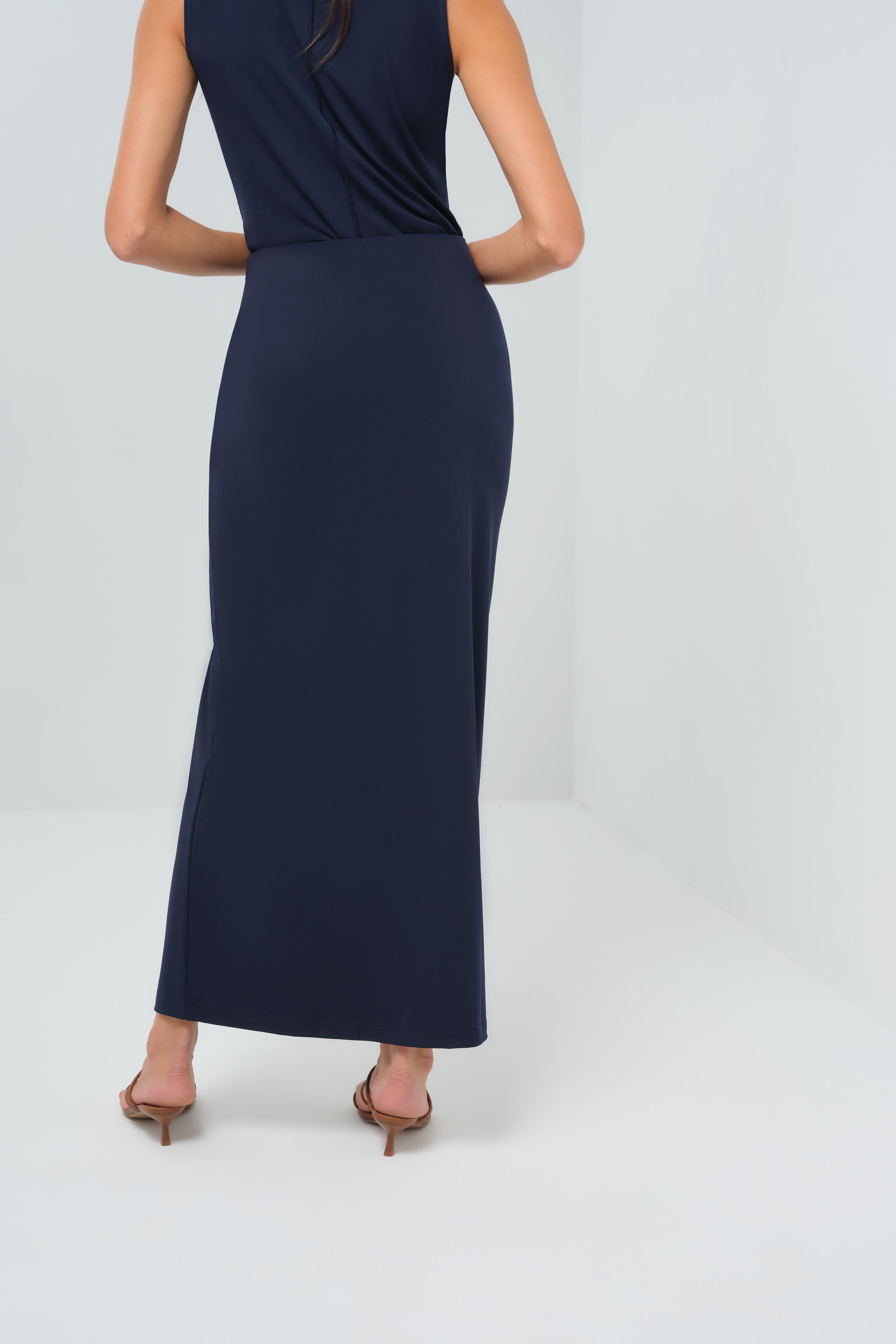 Olivia Super Jersey Maxi Ruched Slit Skirt