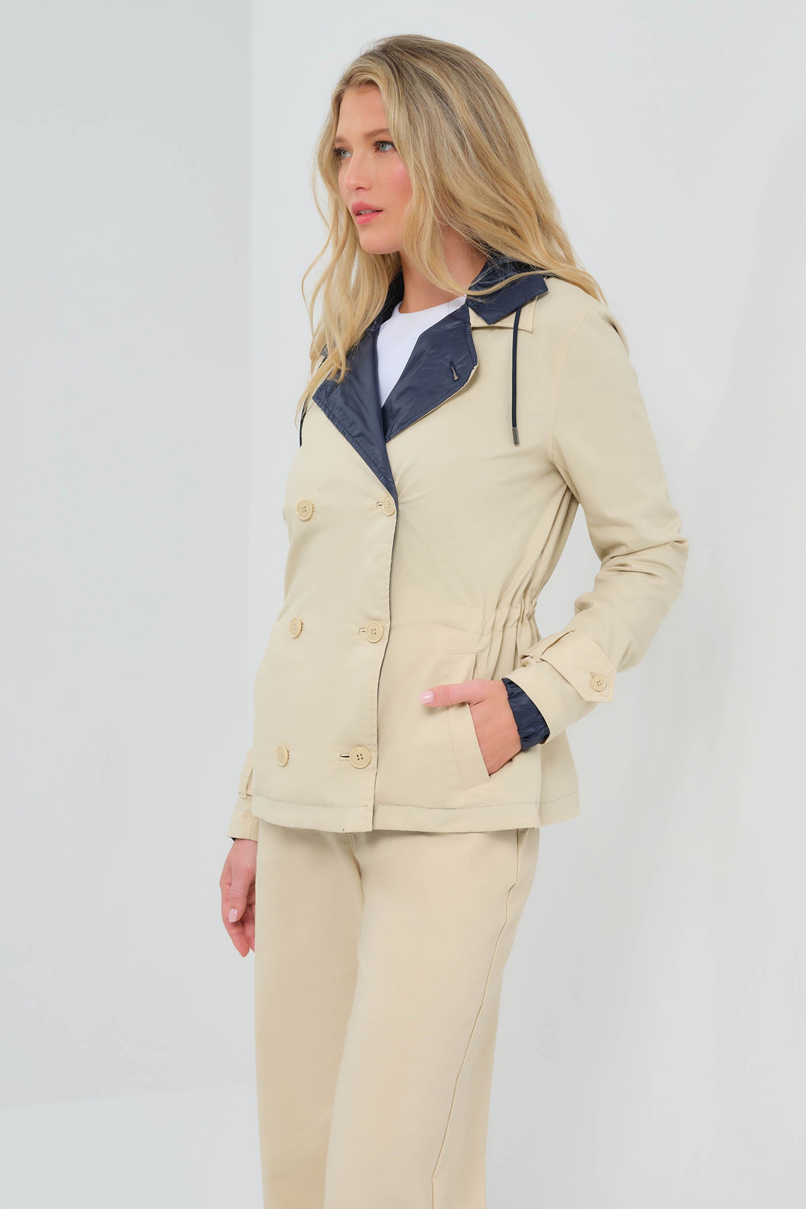 Lexie Performance Cotton & Nylon Reversible Trench