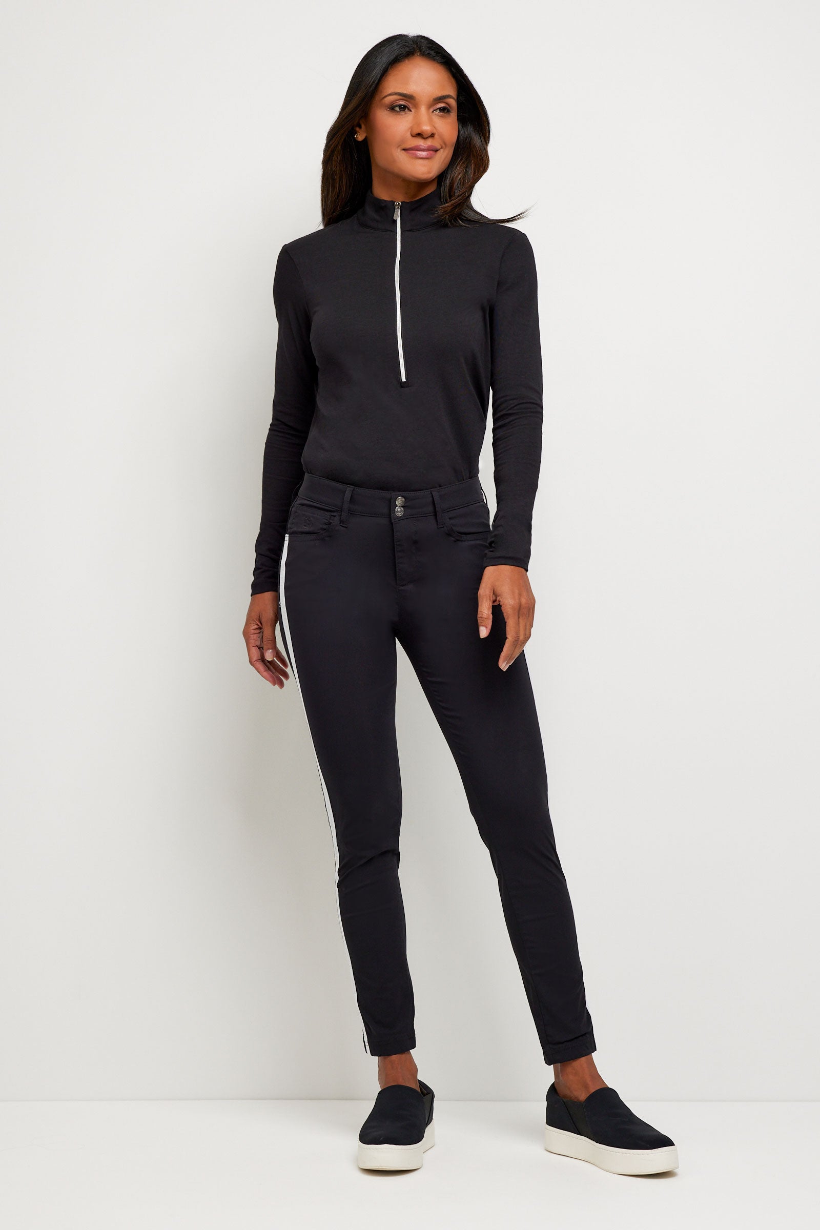Luisa Black w/ White Stripe Ultra Light Weight Pant