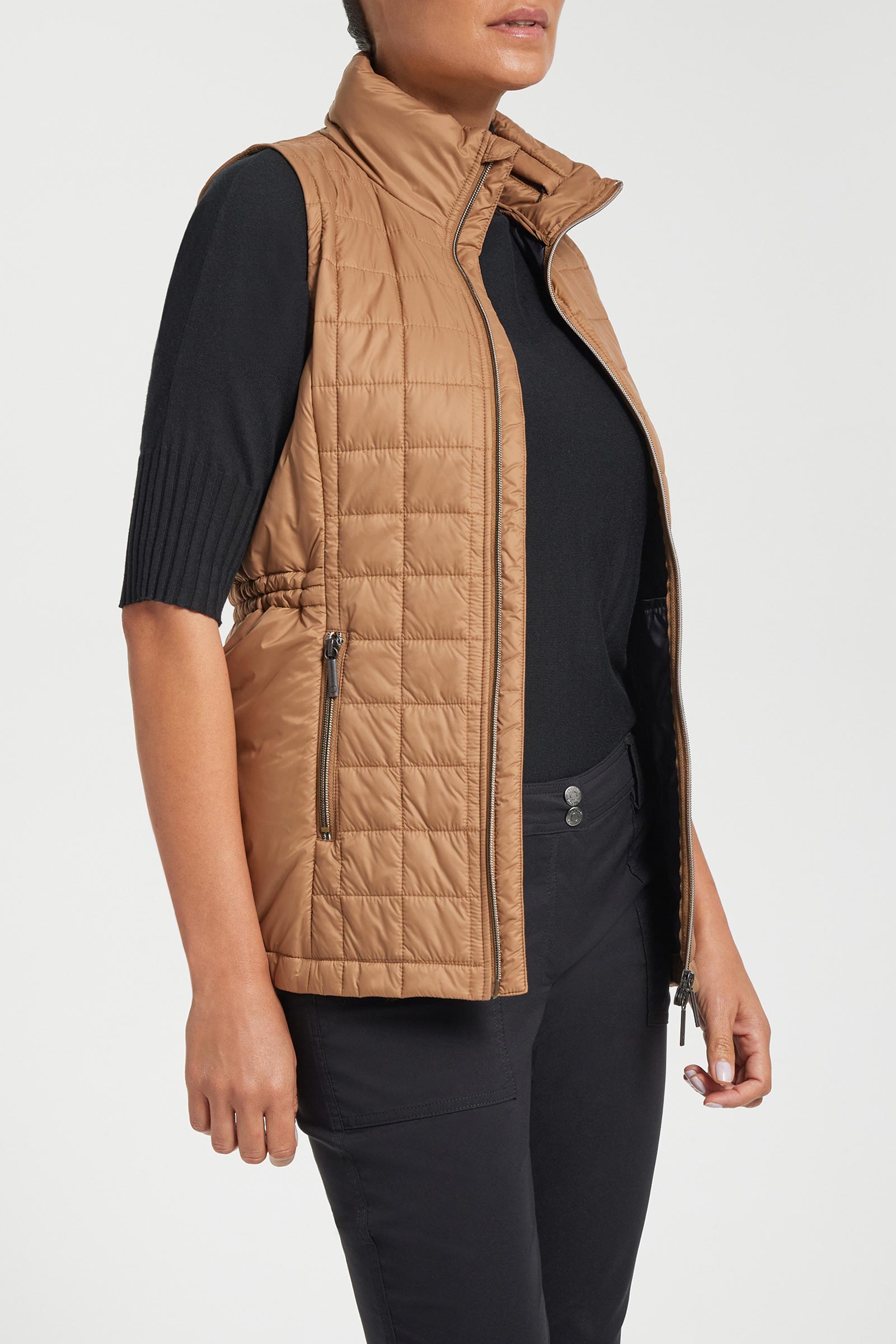 Montreal Quilted Vest in Caramel/Black
