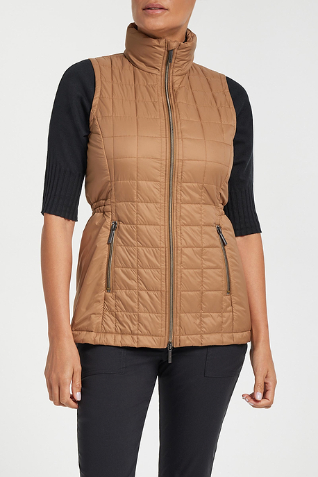 Montreal Quilted Vest in Caramel/Black
