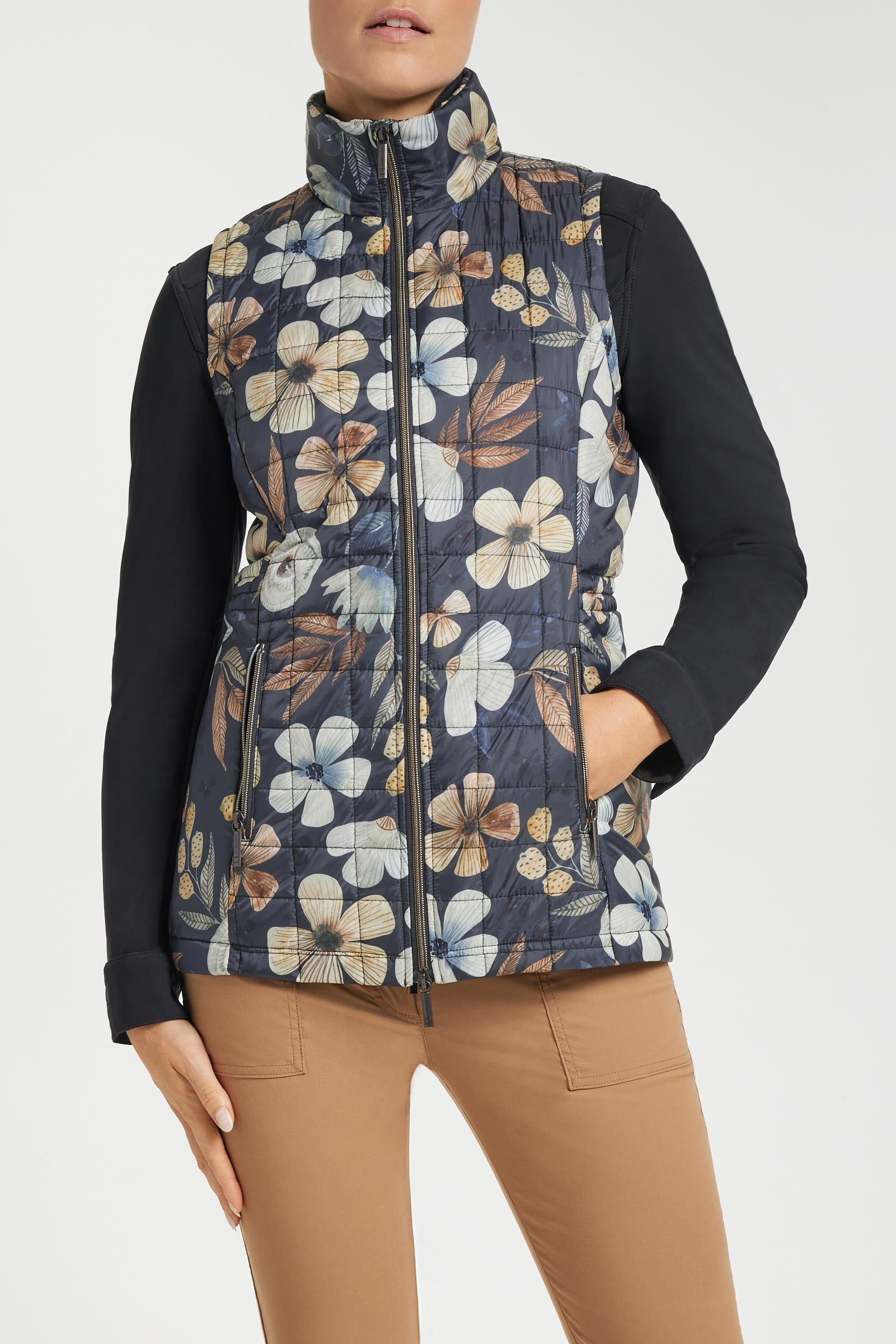 Montreal Quilted Print Vest in Vintage Garden