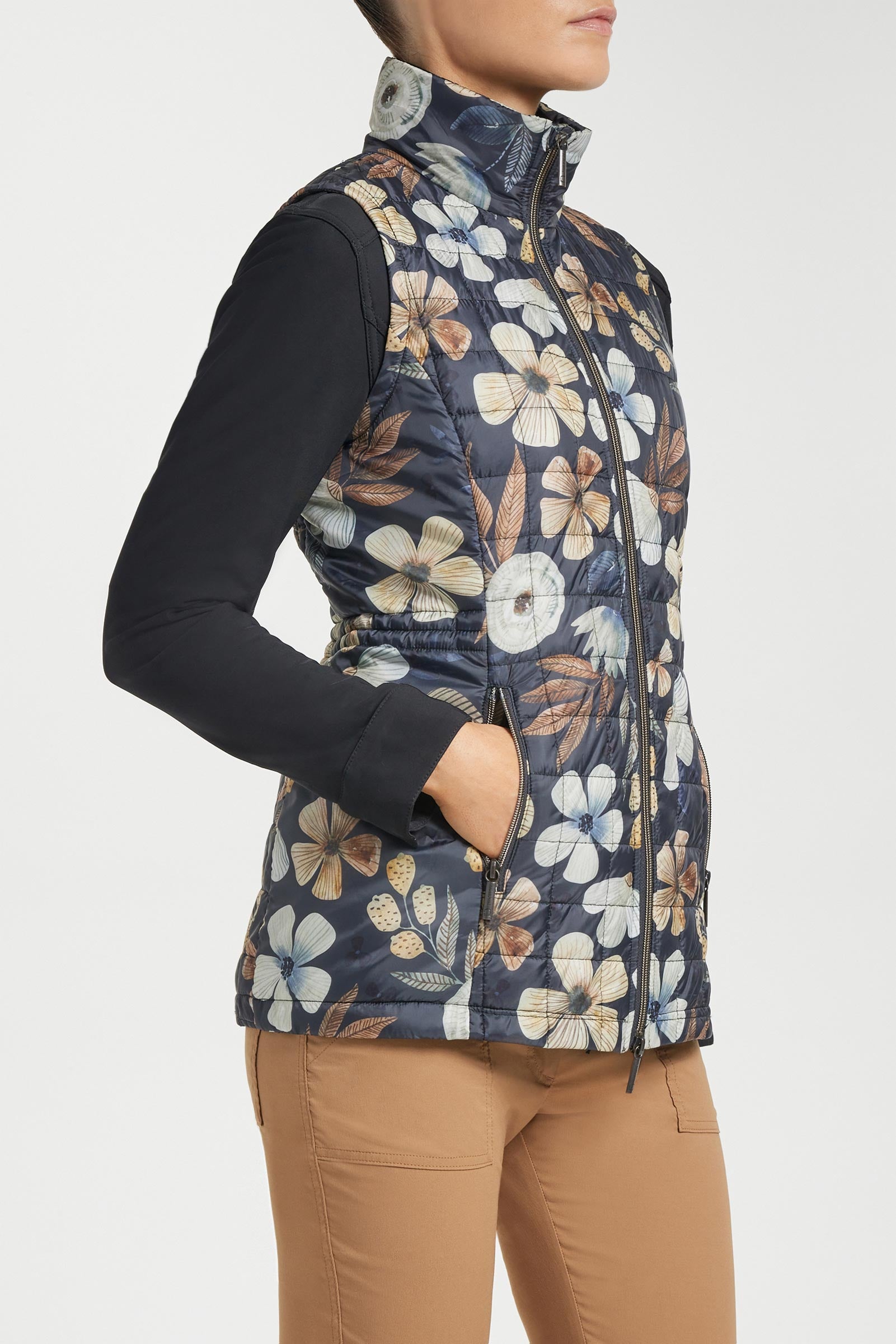 Montreal Quilted Print Vest in Vintage Garden