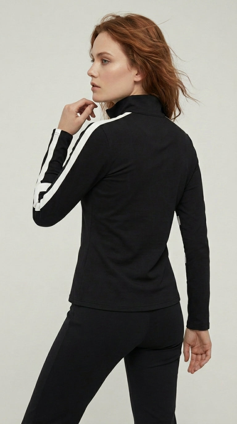 Stacey Sport Striped Zip-Up Top