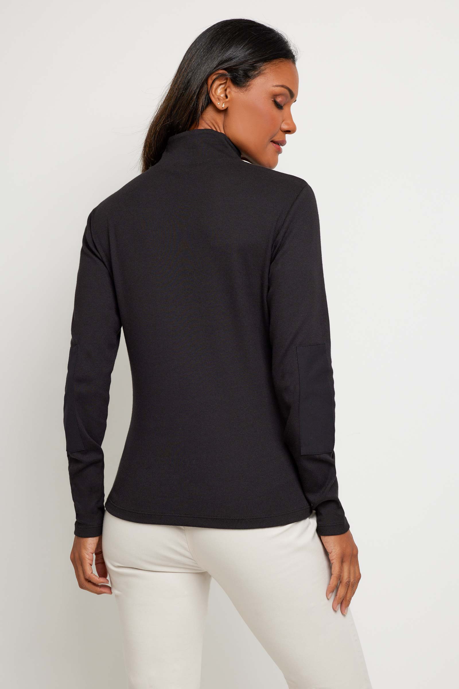 Monroe Rib Henley Turtleneck w/ Contrast Fabric