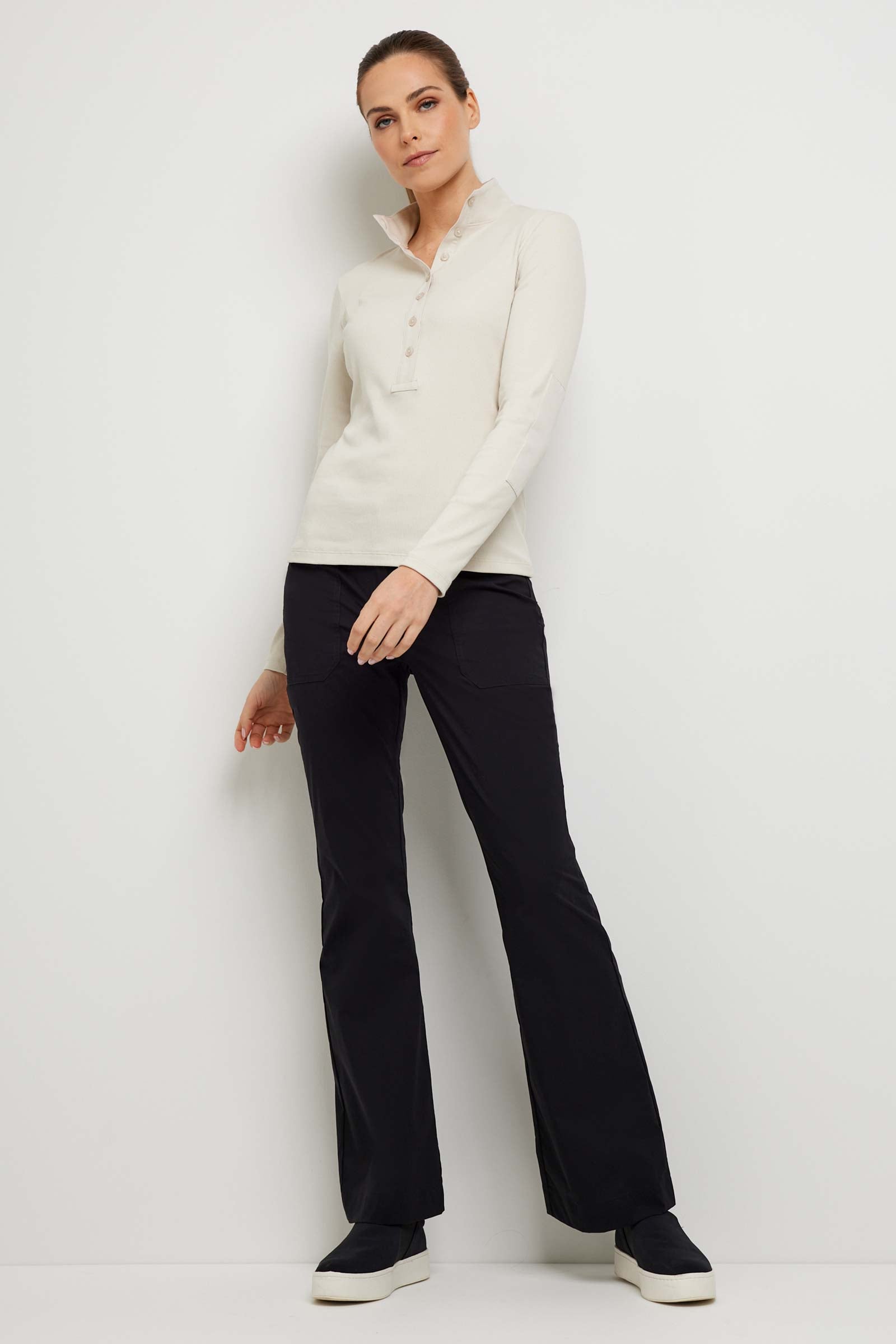 Monroe Rib Henley Turtleneck w/ Contrast Fabric