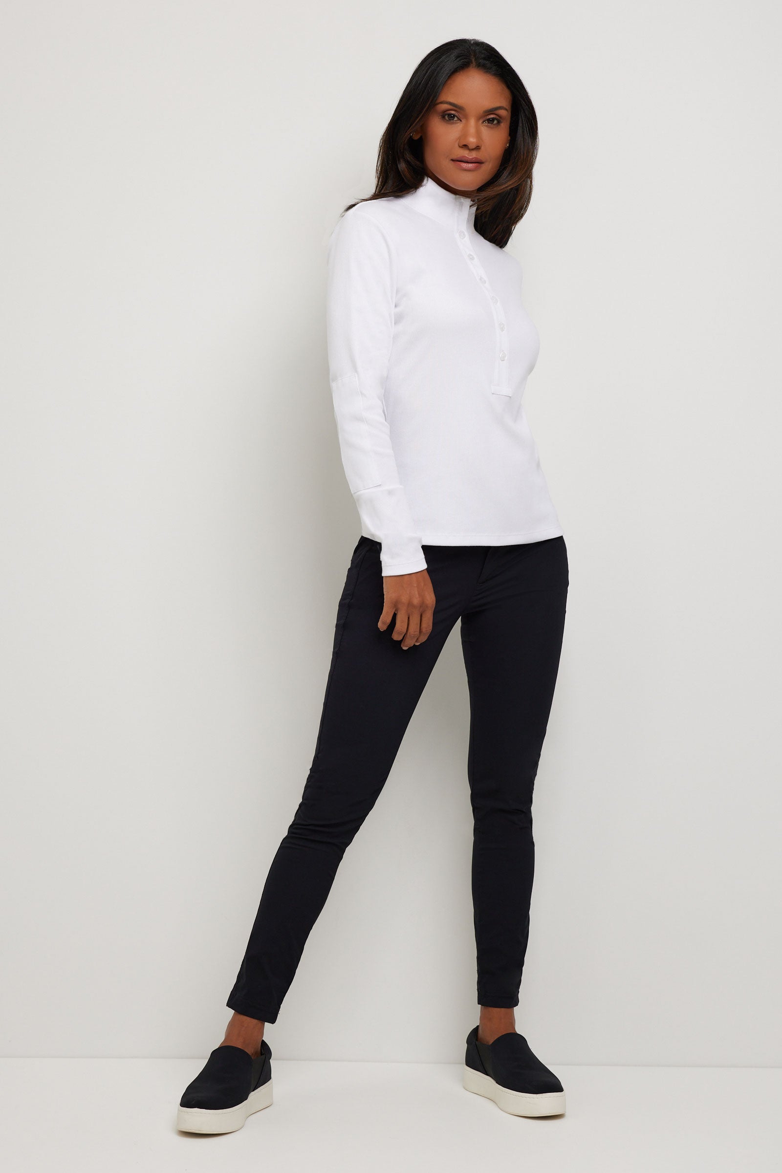 Monroe Rib Henley Turtleneck w/ Contrast Fabric
