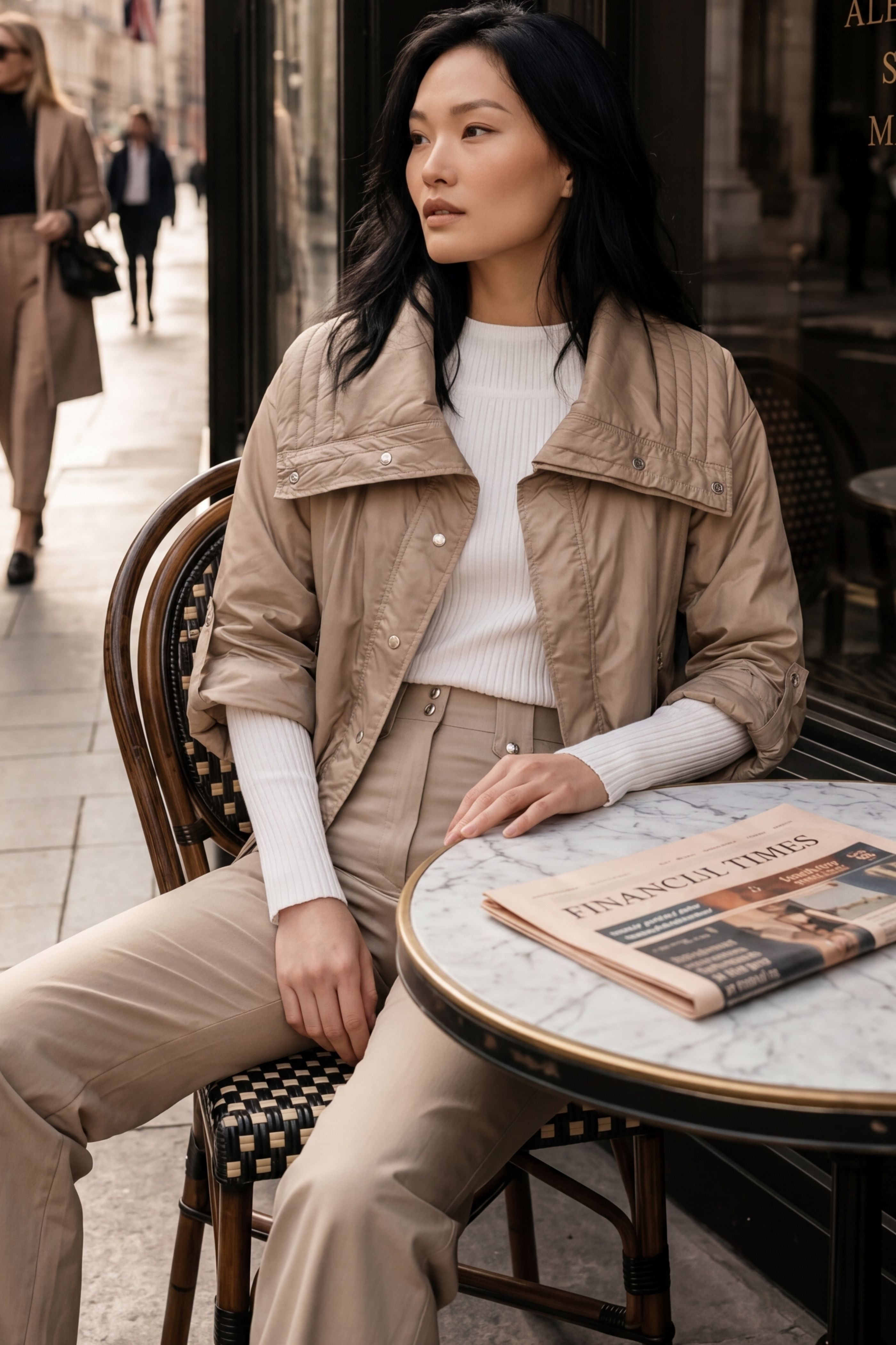 Casey Cropped Windbreaker with Oversized Lapel