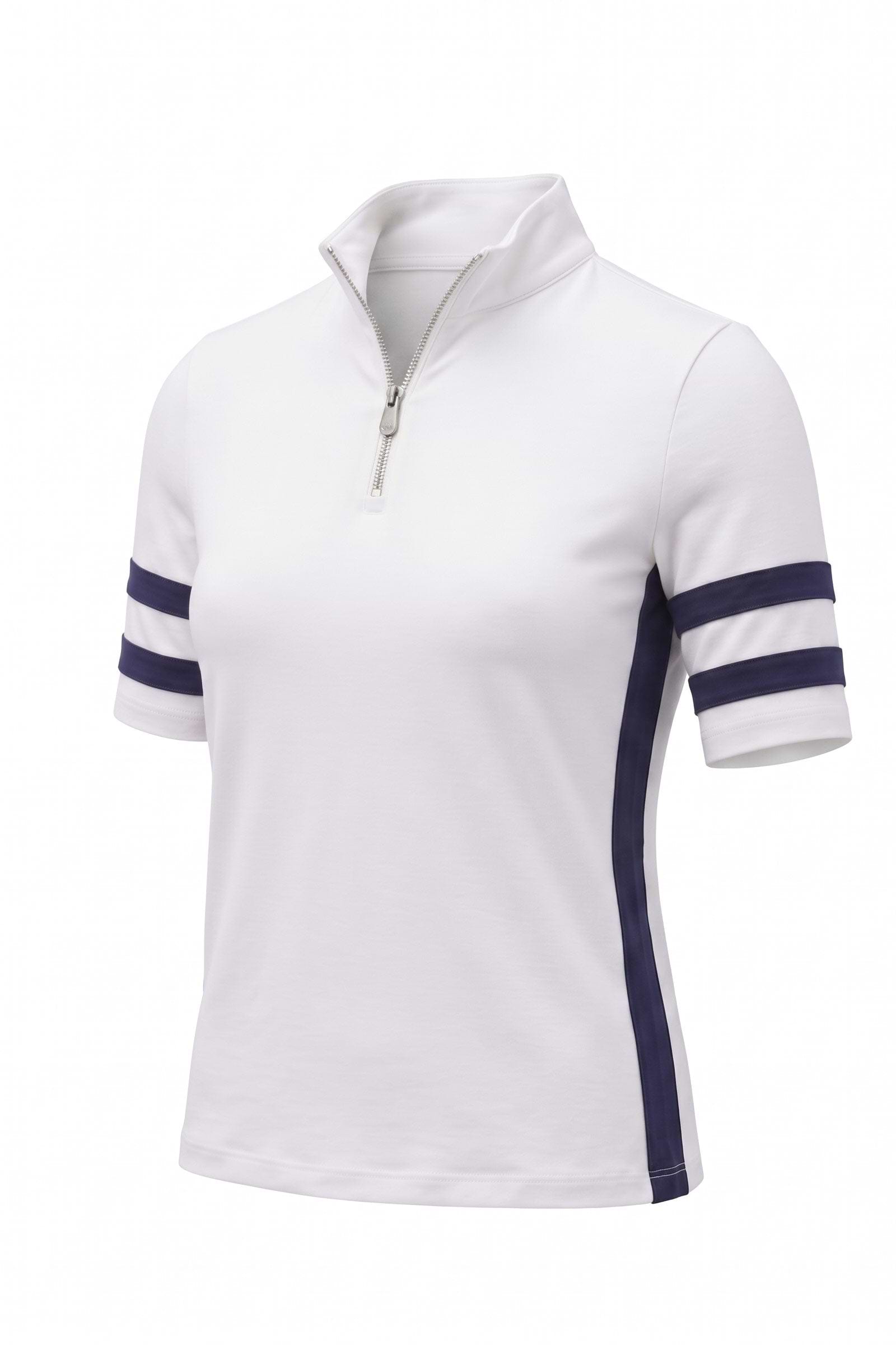 Serena Sport Striped Zip-Up Short Sleeve Top