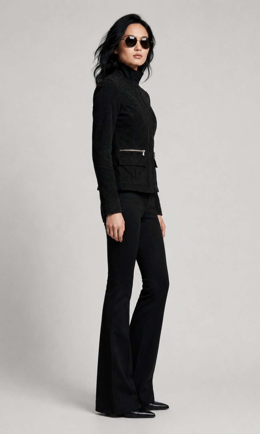 Becca Flare Faux Suede Pintuck Pants