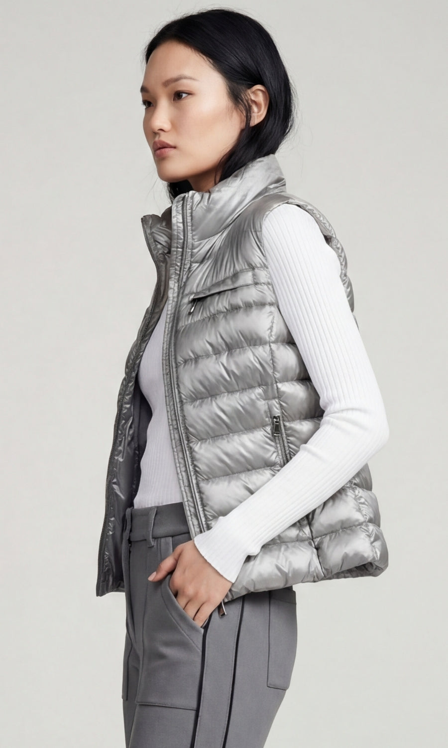 Vela Puffer Vest in Grey