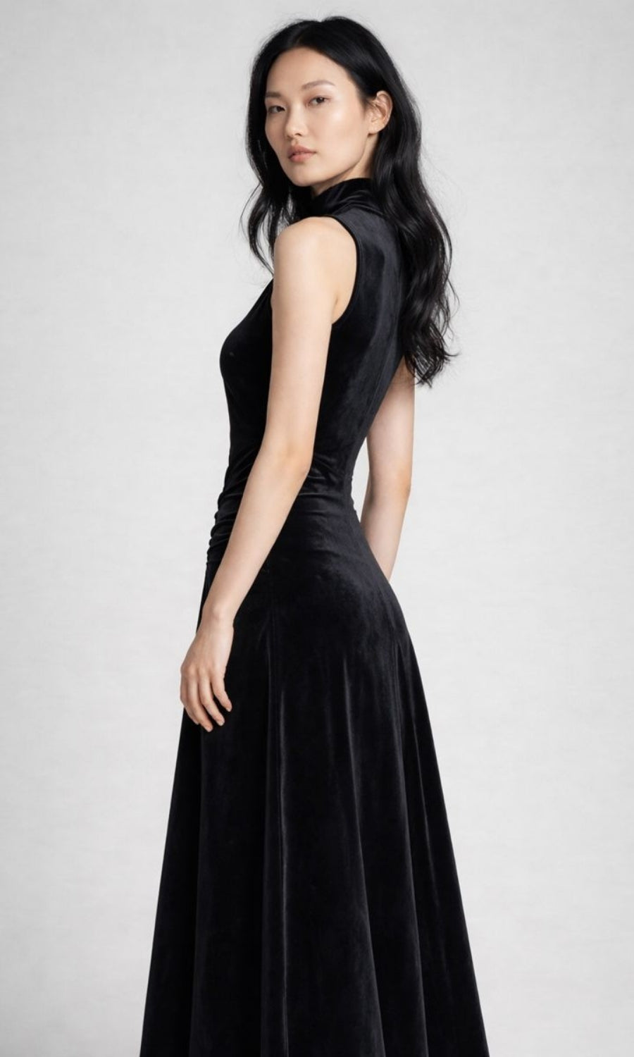 Halle Velvet Mock Neck Maxi Dress