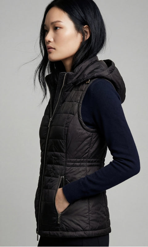 HOODED MONTREAL // Quilted Vest W/ Removable Hood