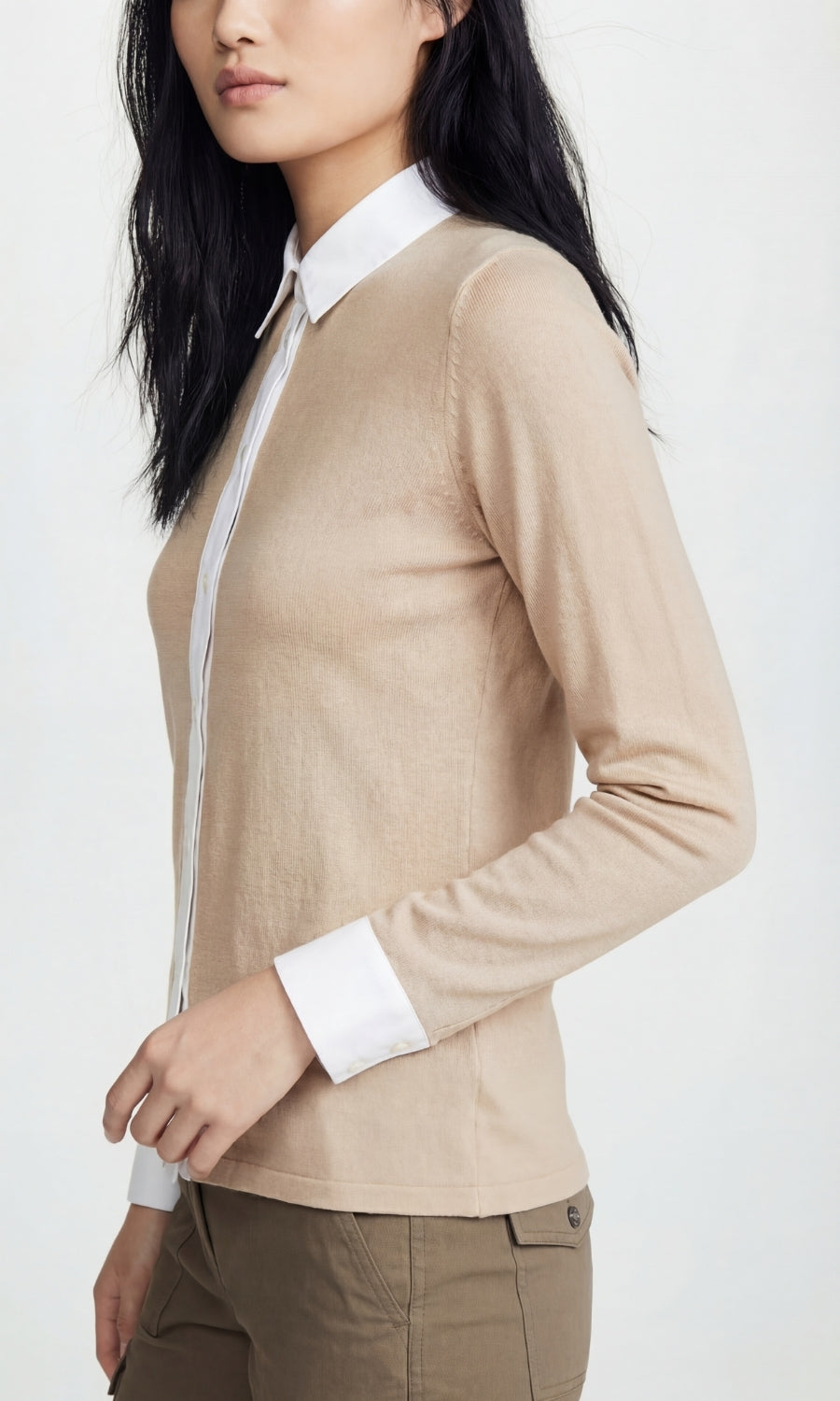 Amelia Mixed Media Button Down Top (CASH&CARRY)
