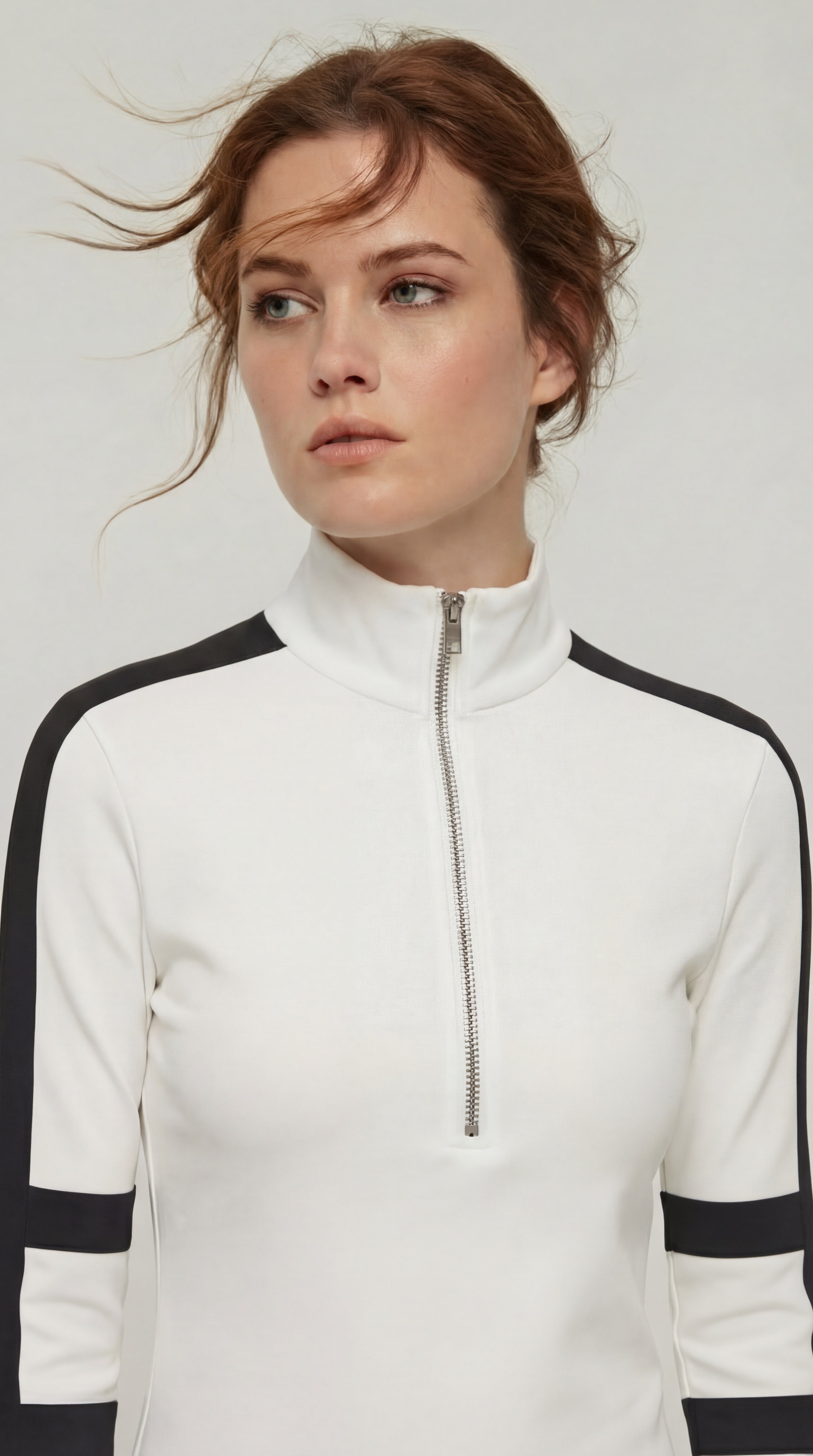 Stacey Sport Striped Zip-Up Top
