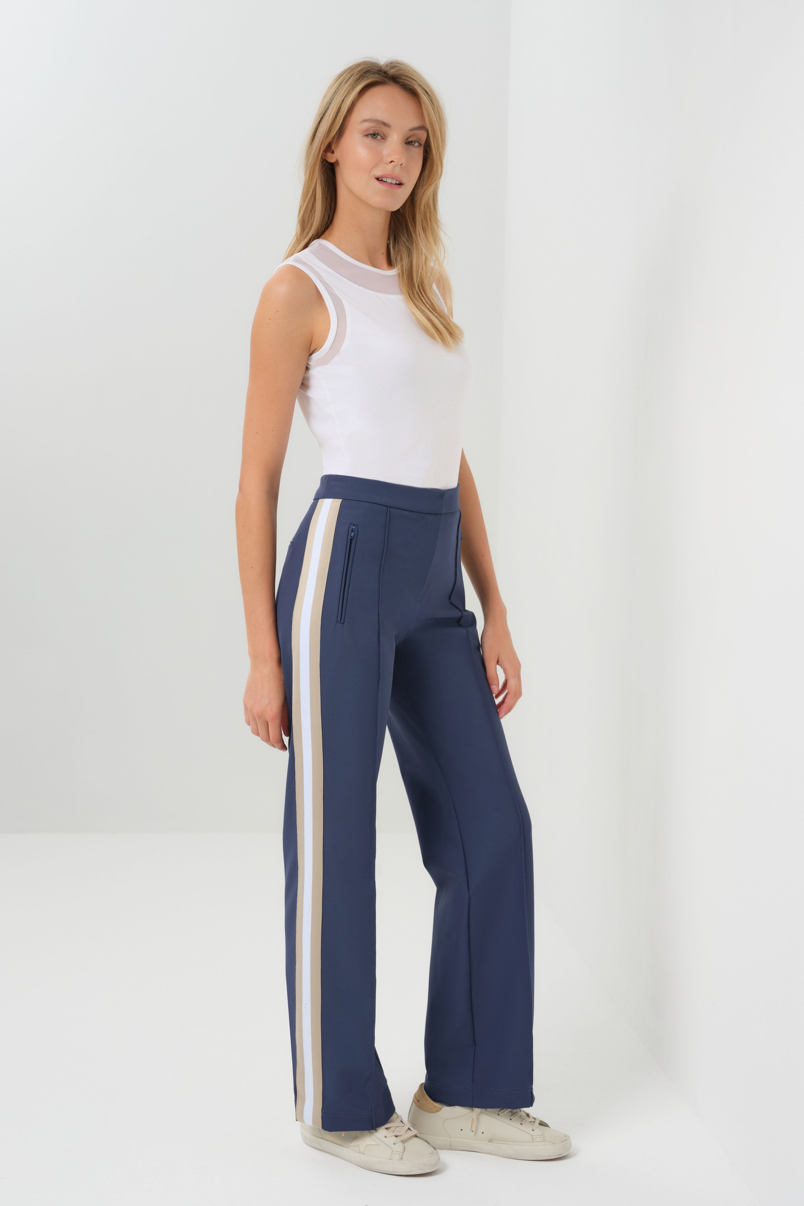 Suki Sport Aeroflow Side Stripe Straight Leg Twill Trouser