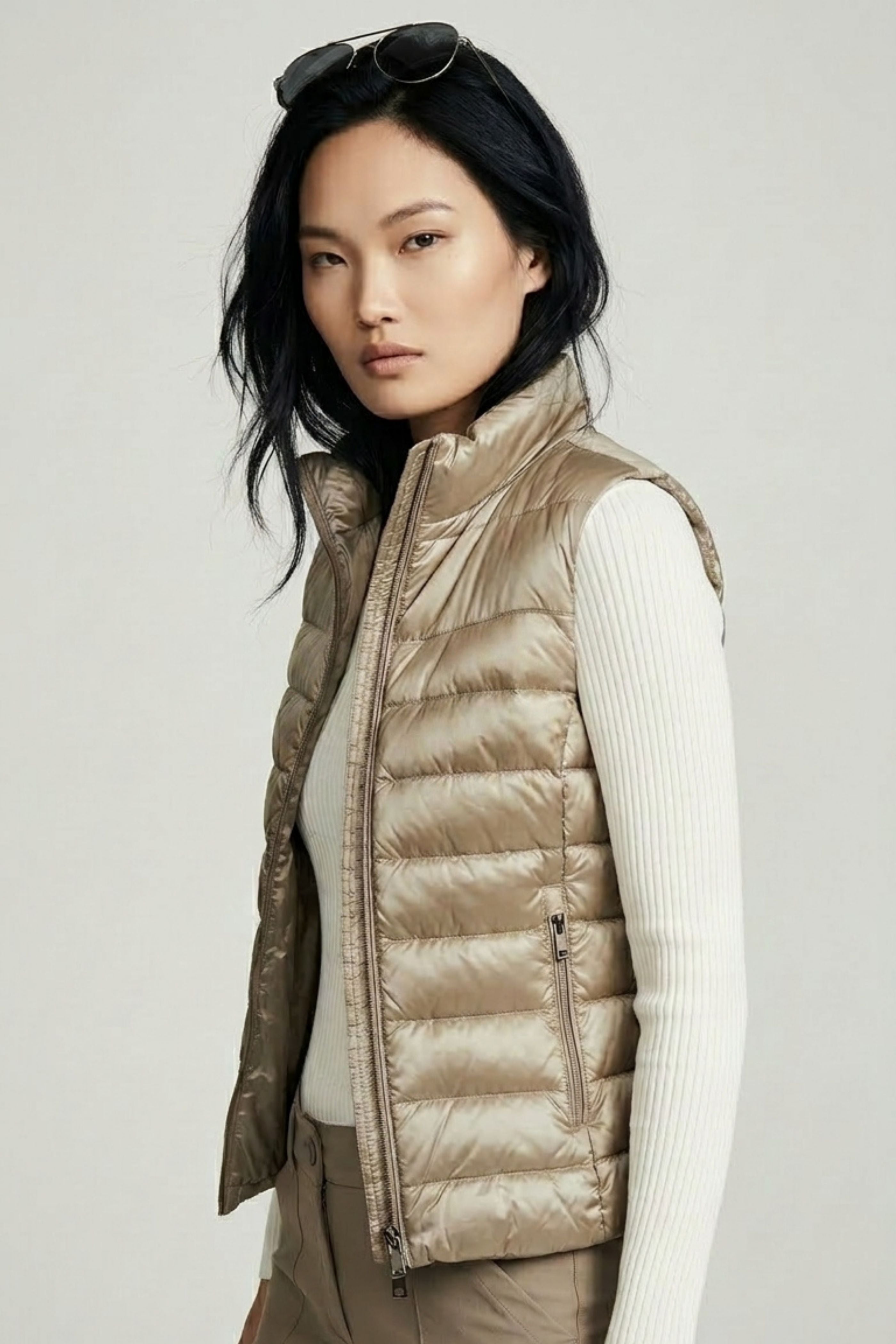 VELA VEST // Puffer Vest in Champagne