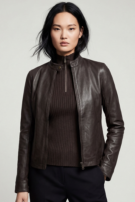 Kensington Mixed Media Moto Leather Jacket