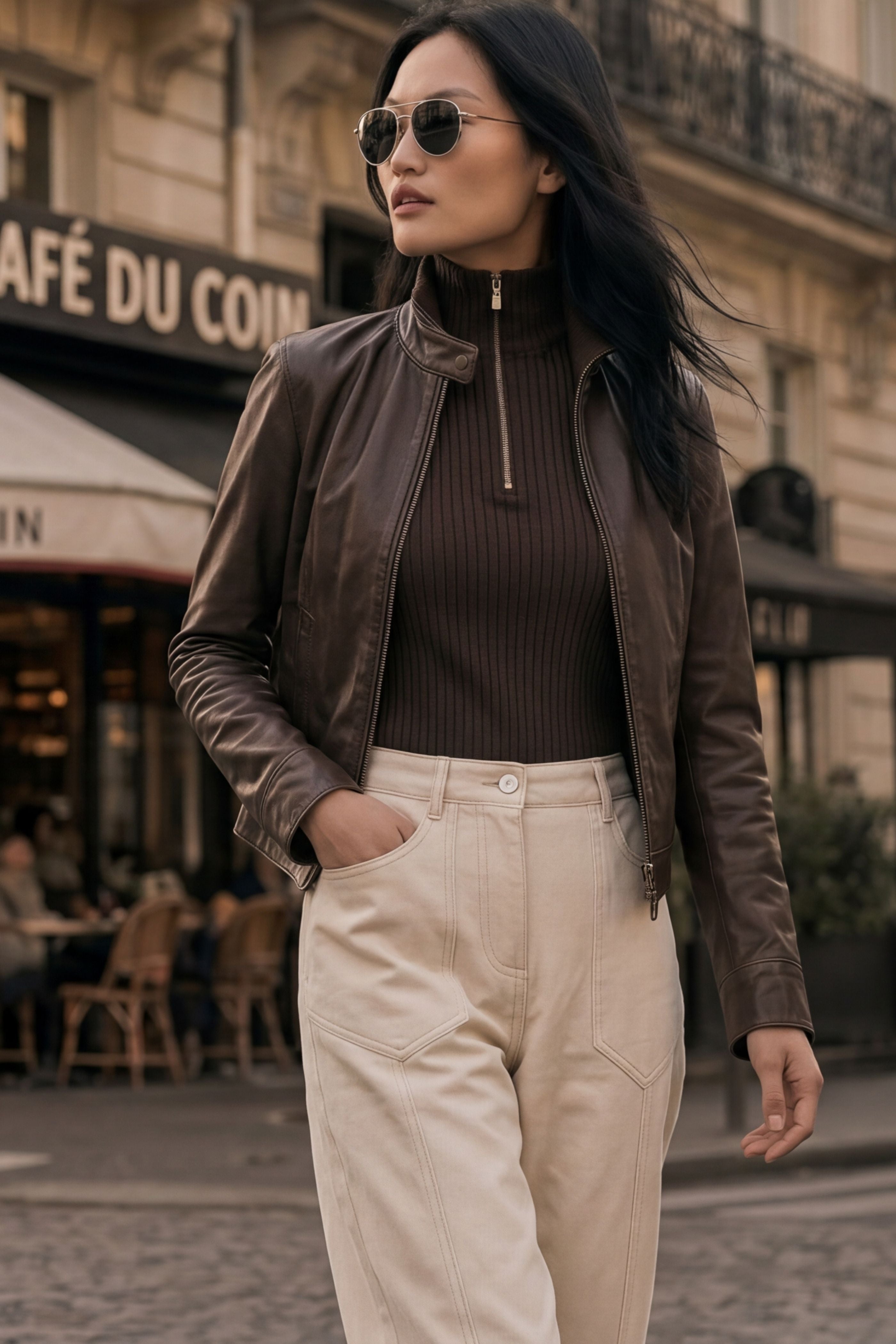 Kensington Mixed Media Moto Leather Jacket