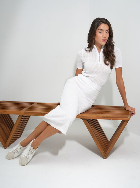 Odelia Ribbed Sweater Knit Midi Skirt