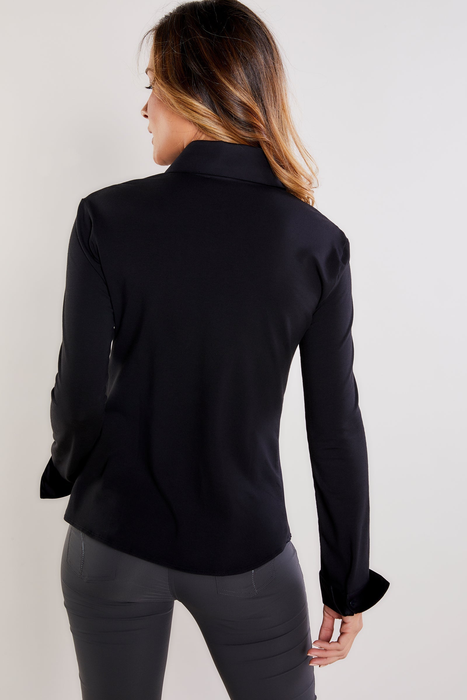 Black || Alida Button Down Poplin Shirt
