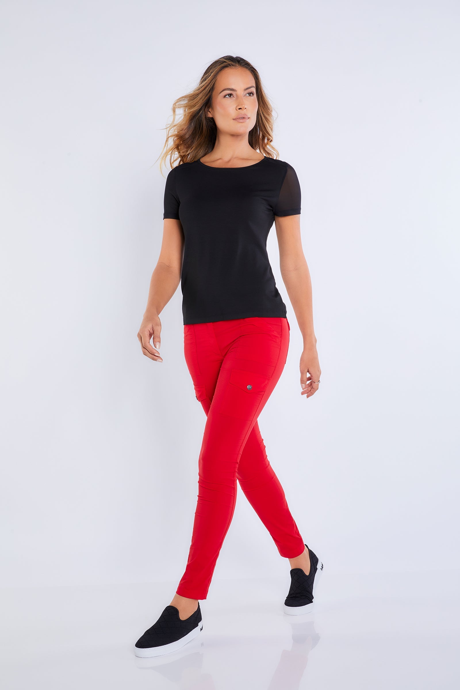 Kate Skinny Cargo Lightweight Pant in Atomic Red