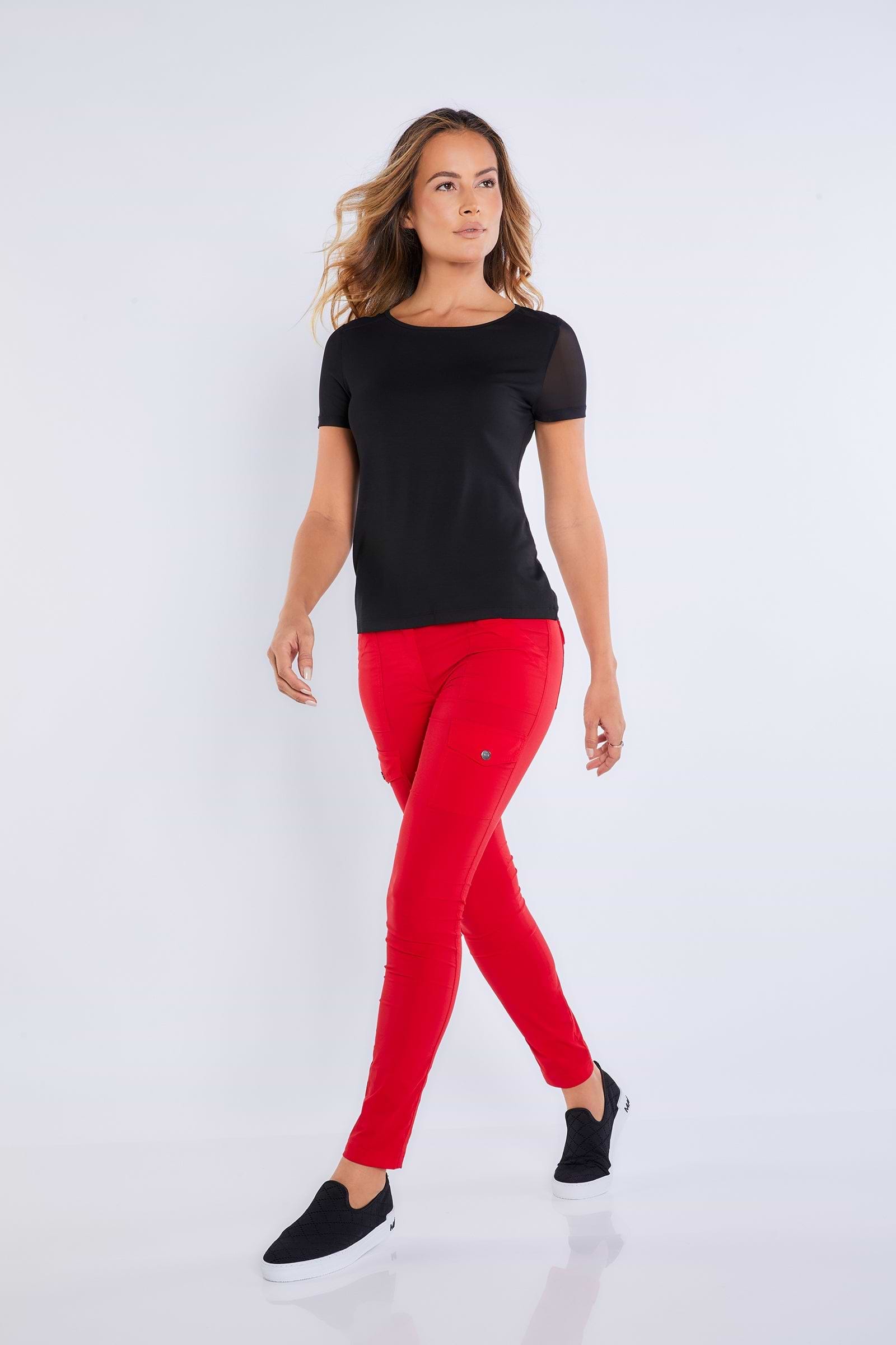 Kate Skinny Cargo Lightweight Pant in Atomic Red