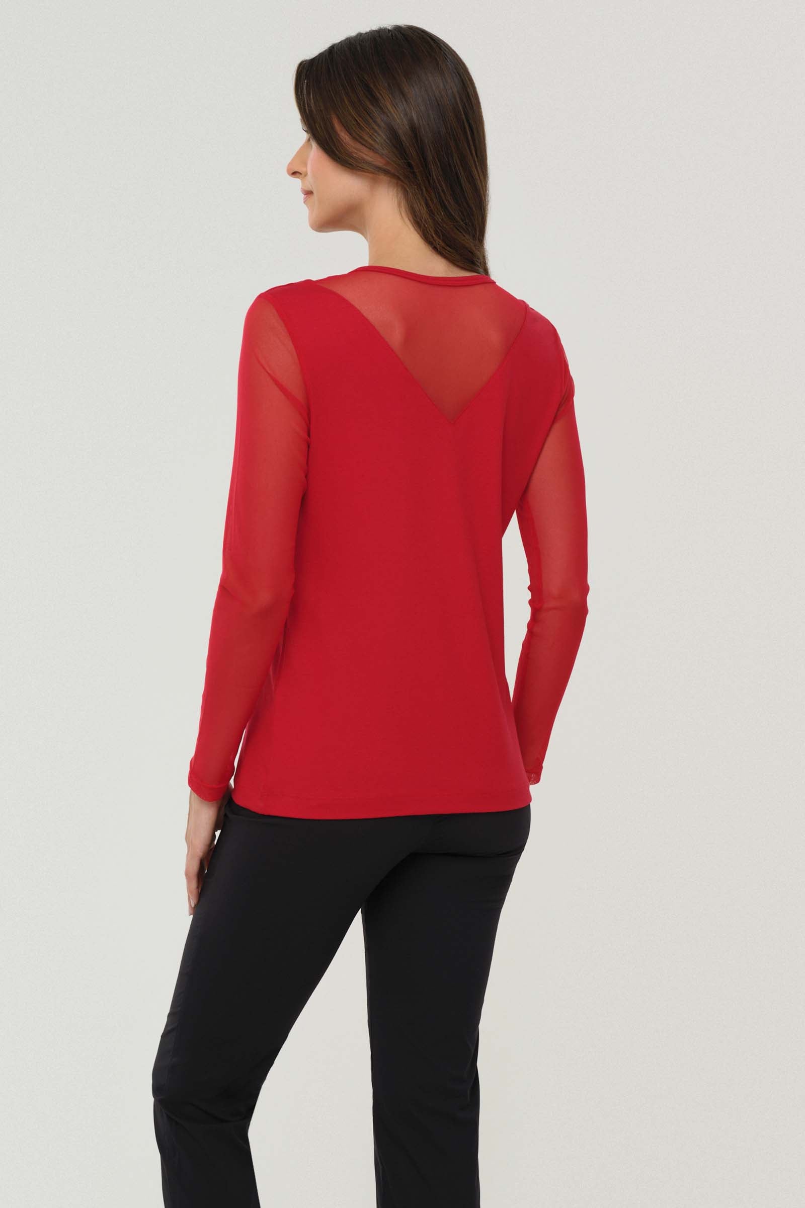 Kim Mesh-Sleeve Top in Pima Modal