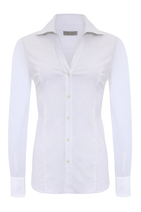 The Best Travel Shirt. Flat Lay of a Beth Button Front Shirt in White