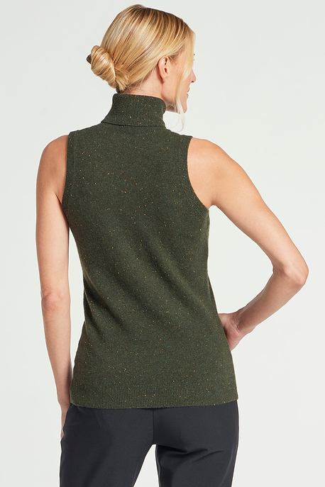 ARMY GREEN || Nicolette Cashmere Mock Neck Sleeveless Top