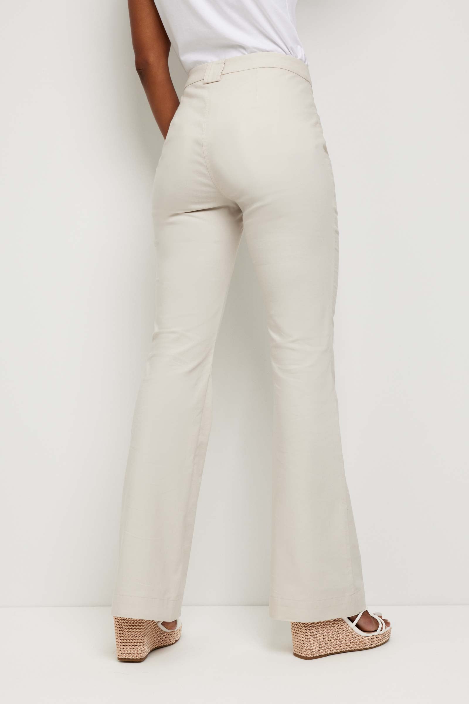 The Best Travel Pant. Side Profile of a Darby Pant in Stone.