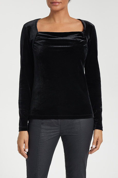 Calliope Stretch Velvet Top in Black