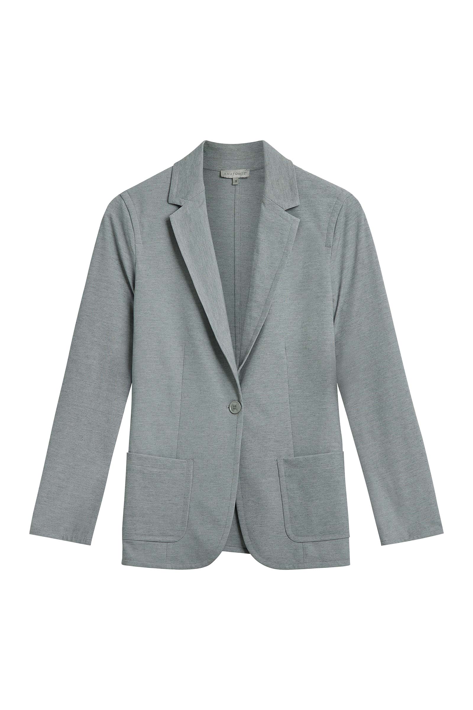 The Best Travel Jacket. Flat Lay of a Vanessa Blazer in Light Heather Grey.