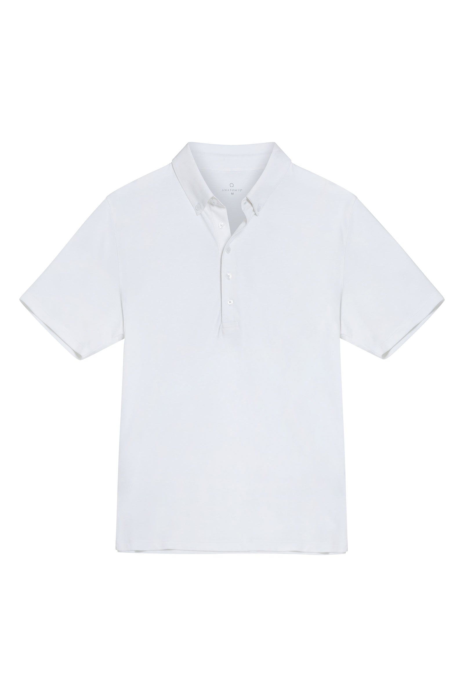 The Best Travel Top. Flat Lay of a Men's Ryan Polo in White.