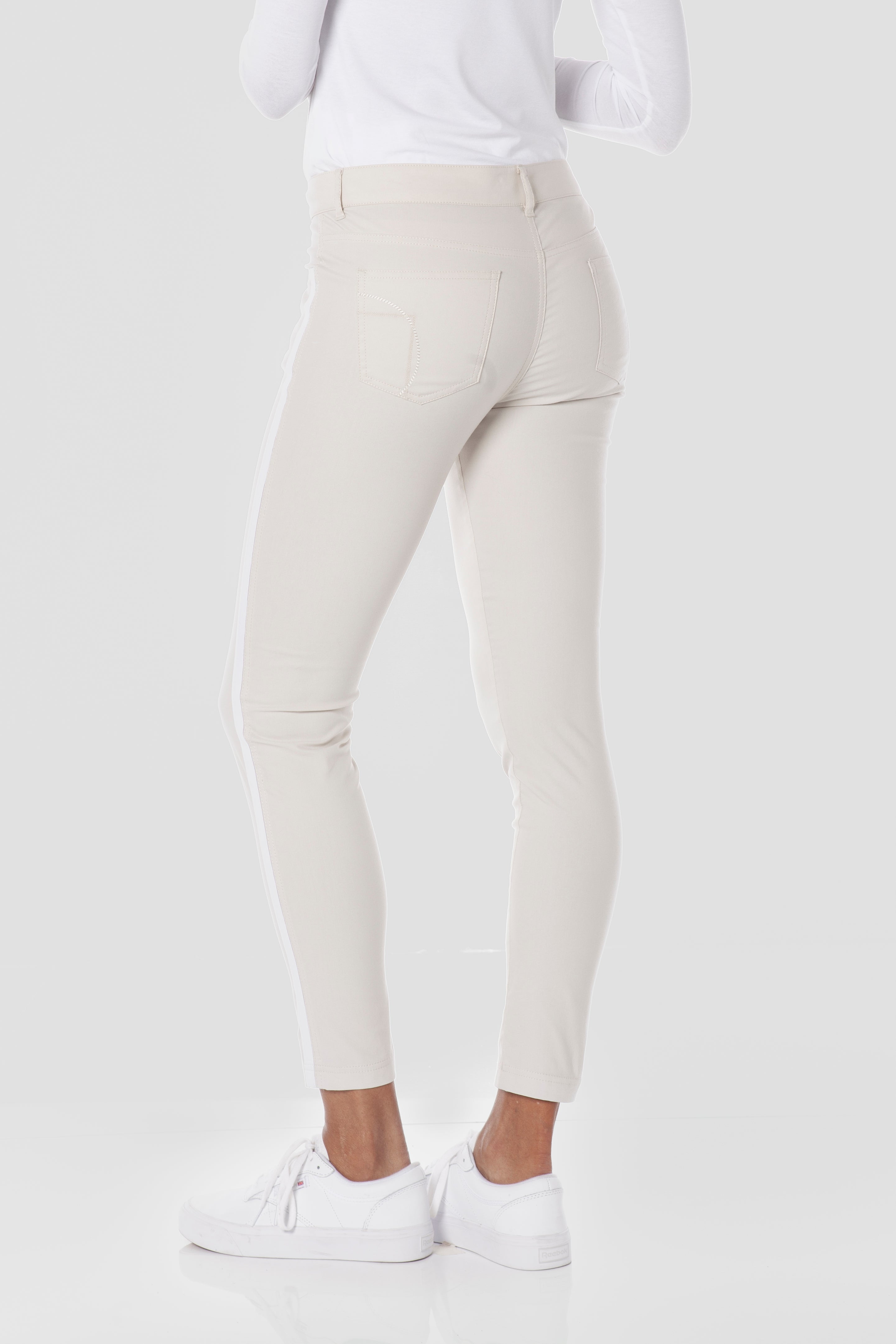 Stone/White || Luisa Stripe Saira Skinny Pant