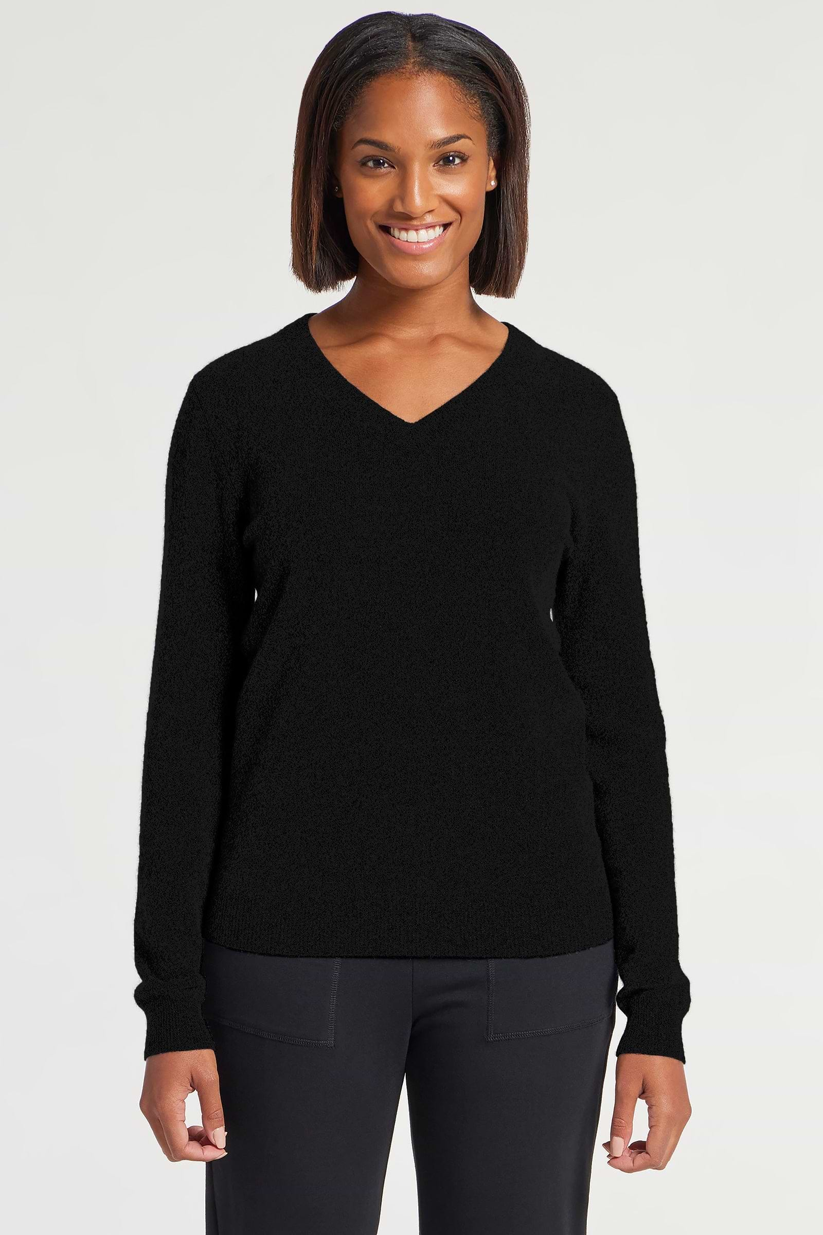 Black || Etta V-Neck Cashmere Sweater