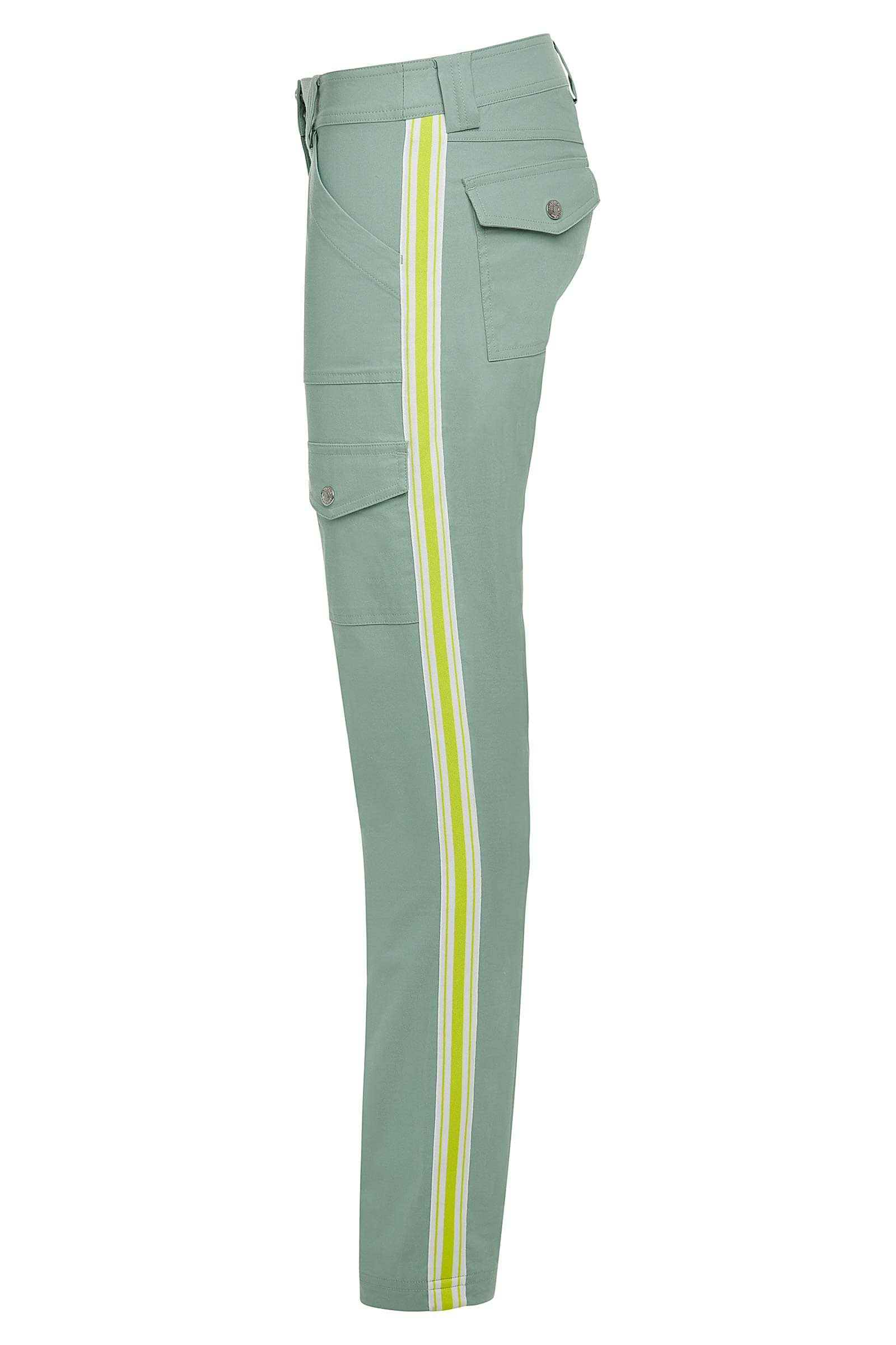 The Best Travel Pants. Flat Lay of a Kate Stripe Pants in Sage.