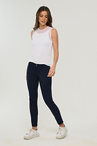 The Best Travel Pants. Front Profile of the Luisa Skinny Jean Pant in Navy