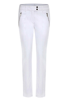 The Best Travel Pants. Flat Lay of the Peggy Zippered Pant in White