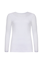 The Best Travel Top. Flat Lay of a Kim Mesh-Sleeve Top in Pima Modal in White.