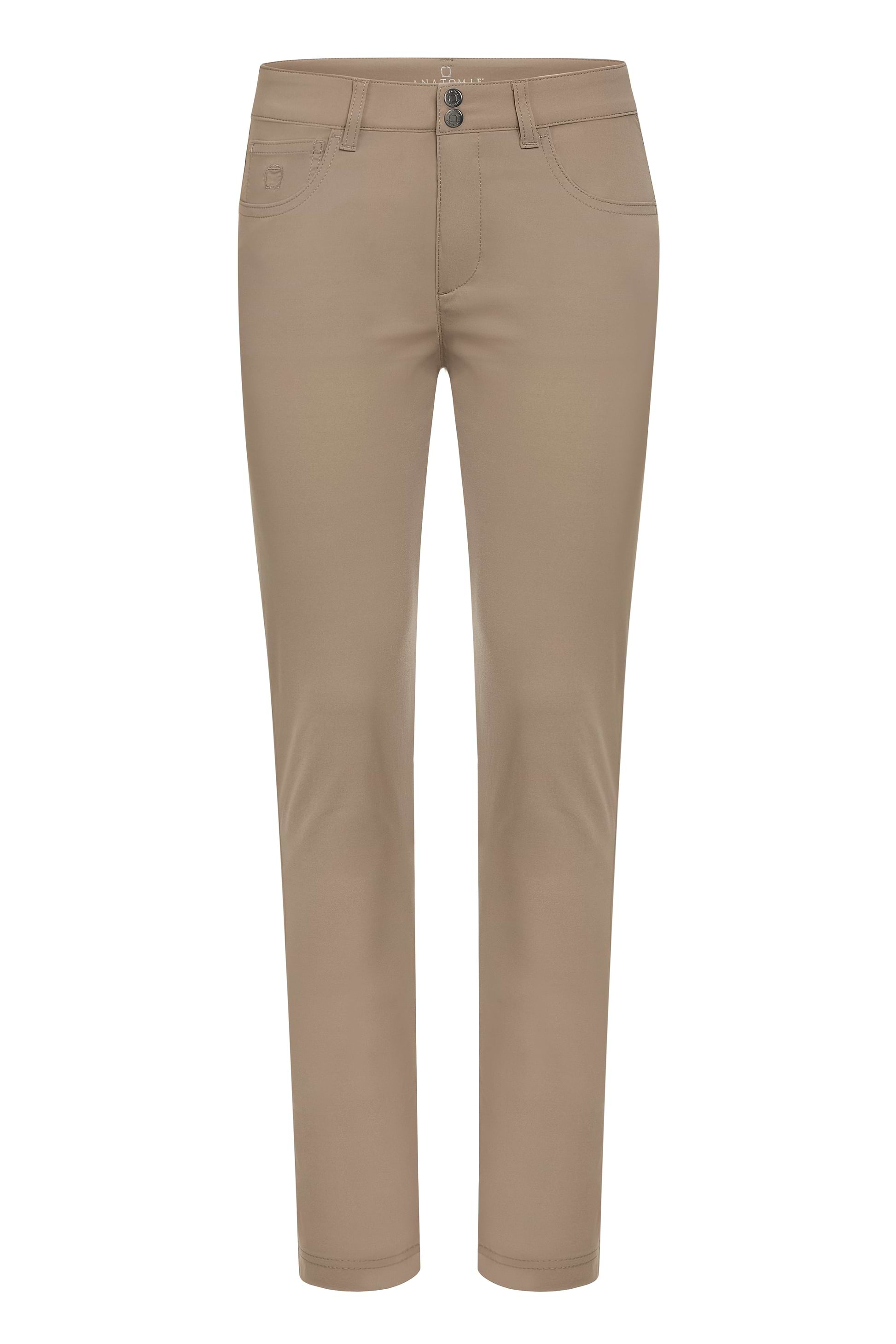 The Best Travel Pants. Flat Lay of the Luisa Skinny Jean Pant in Khaki