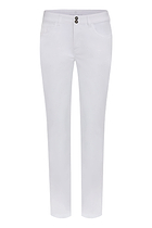 The Best Travel Pants. Flat Lay of the Luisa Skinny Jean Pant in White