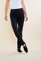 The Best Travel Pants. Front Profile of the Sonia Curvy High Rise Pant in Black