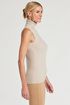 Oatmeal Heather || Nicolette Cashmere Mock Neck Sleeveless Top