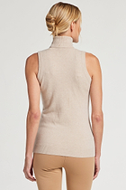 Oatmeal Heather || Nicolette Cashmere Mock Neck Sleeveless Top