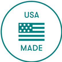 'USA Made icon with American flag inside a circle.'