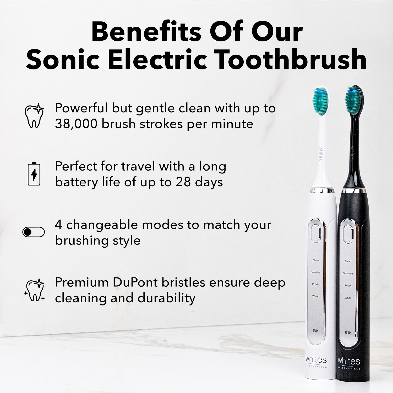 White Sonic Electric Toothbrush - New Design